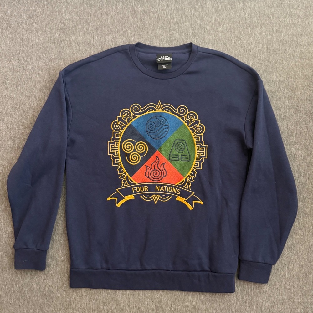 Avatar The Last Airbender BoxLunch Four Nations Embroidered Navy Sweatshirt SM